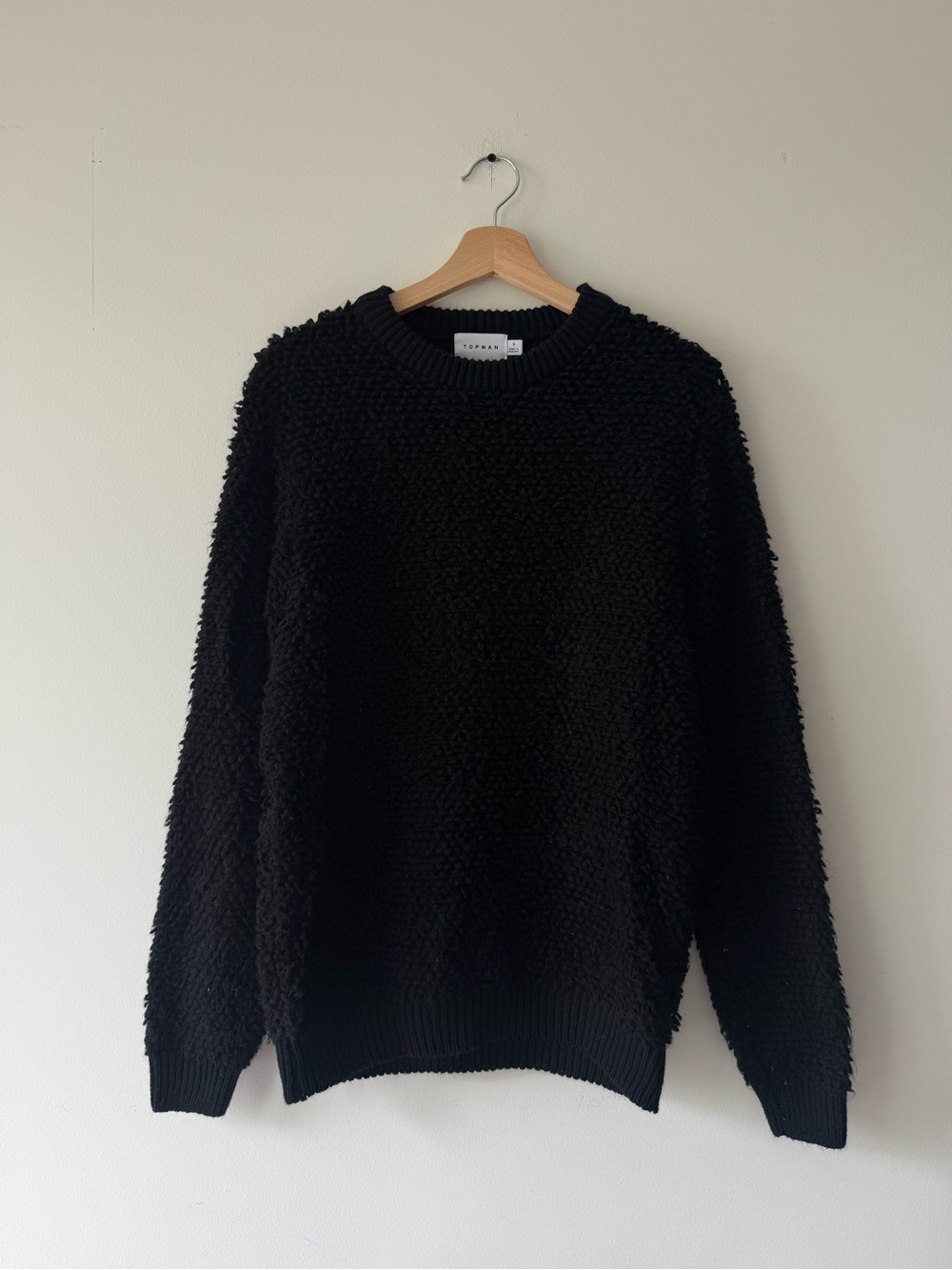 Topman Black Textured Knit Sweater
